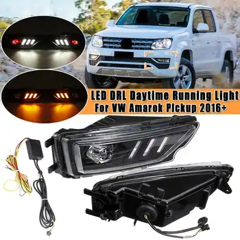 

Pair Front Bumper Fog Light Turn Signal Lamp LED DRL Daytime Running Light For VW for Amarok Pickup 2016+ LED Light Tail Lamp