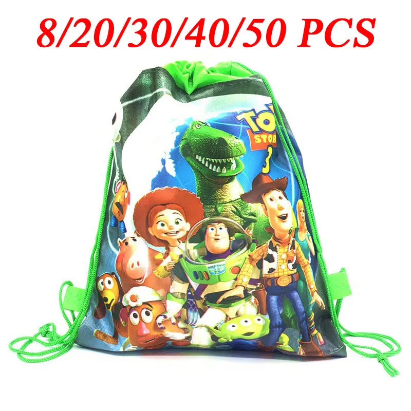 

Disney Toy Story Theme Birthday Party Set Gift Bags Non-woven Fabric Drawstring Bag Kids Travel Storage Package School Backpacks