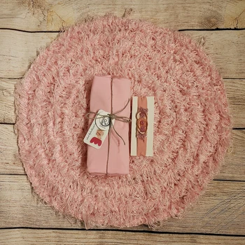 

50cm Round Crocheted Blanket+Lycra 160x40cm Newborn baby Backdrop+matched Cotton headband for Newborn Photography Props