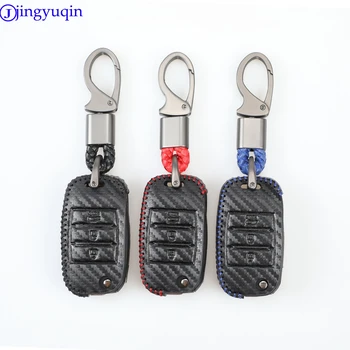 

jingyuqin Carbon Fiber Car Key Cover Case Keychain For Kia Ceed Rio Sportage R K3 K4 K5 Ceed Sorento Cerato Optima Key Case