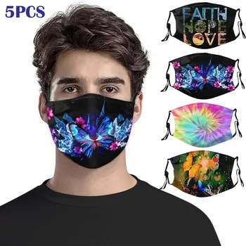 

5pcs Cotton Mask Personality 3D Digital Animal Printing Face Mask Reuseable Mouth Mask Face Mask Washable Mouth Mask Cloth Mouth