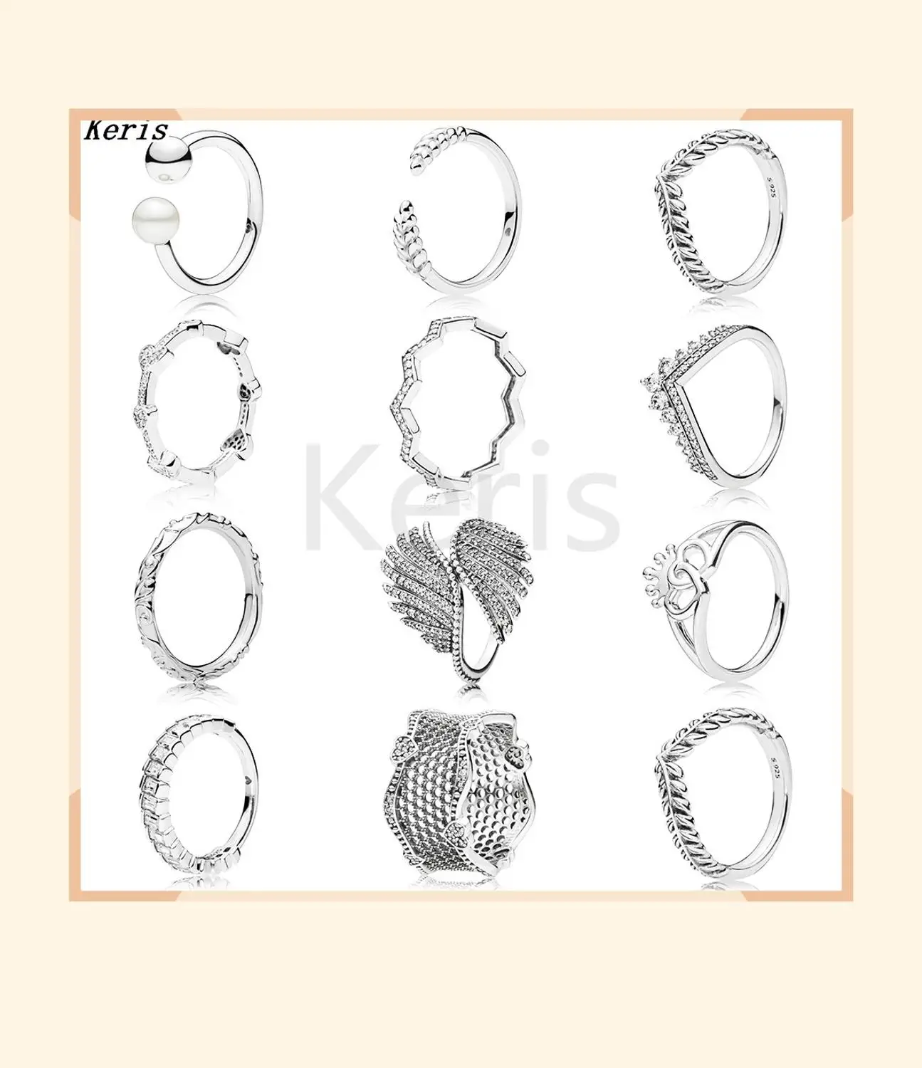 

Fashion Jewelry S925 Silver Pave Lace Hearts. Feathers Wishbone seeds. rincess wishbone original female engagement ring