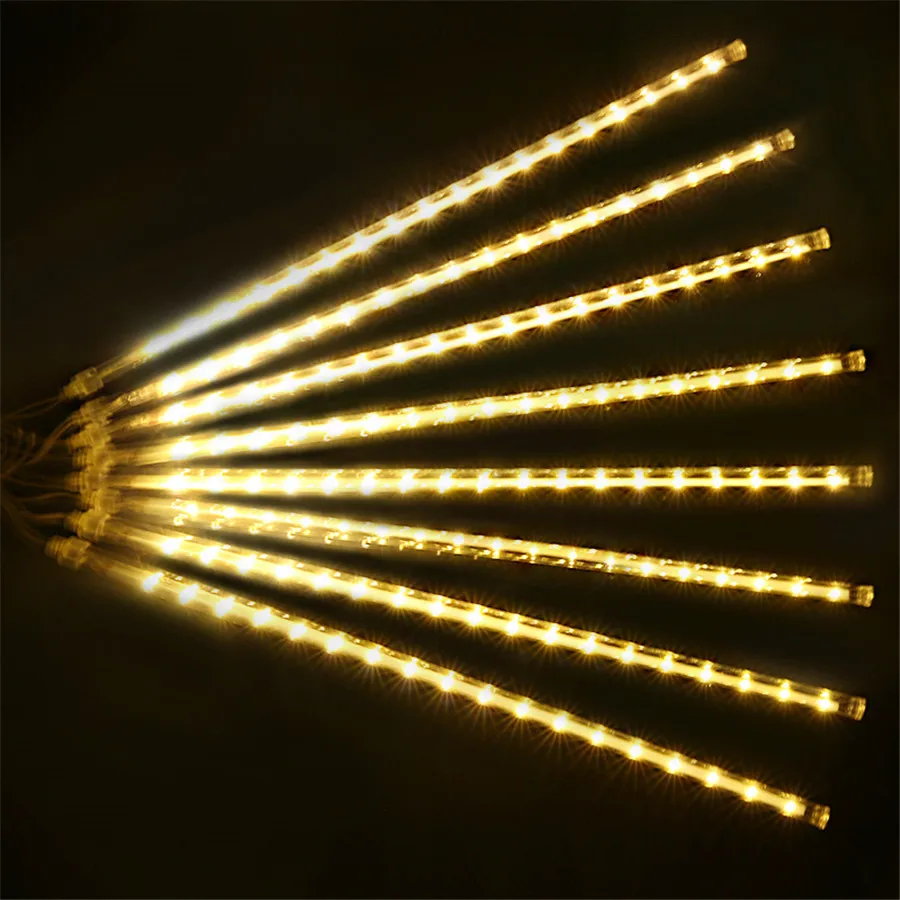 thumbnail image 1 of Meteor Shower Rain Light 50CM 384 LED Falling Rain Drop Christmas Light Snow Falling Icicle Light for Tree Holiday Party Decor, 1 of 5