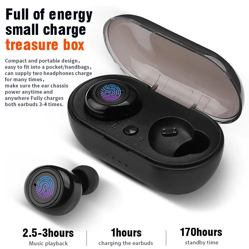 

HP01 TWS 5.0 Fingerprint Touch Mini Bluetooth Earphones Waterproof Wireless In-Ear Earbuds Stereo Noise Isolation Mic For Phone