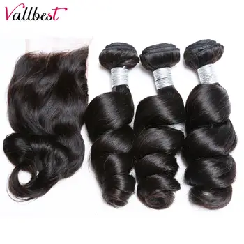 

Vallbest Peruvian Hair Loose Wave Bundles With Closure Human Hair 3 Bundles With Lace Closure Weave Bundles Remy Hair Extension