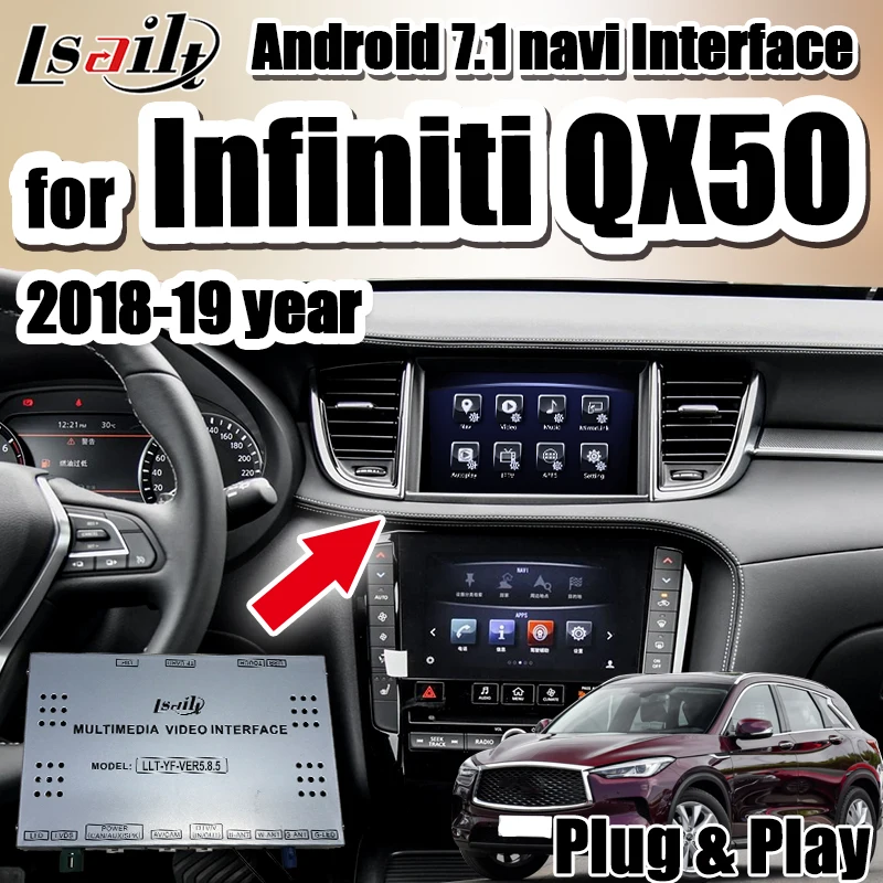 Lsailt Android 7,1 мультимедийный видеоинтерфейс- Infinite QX50 поддержка Iphone/Android auto CarPlay, gps-навигация