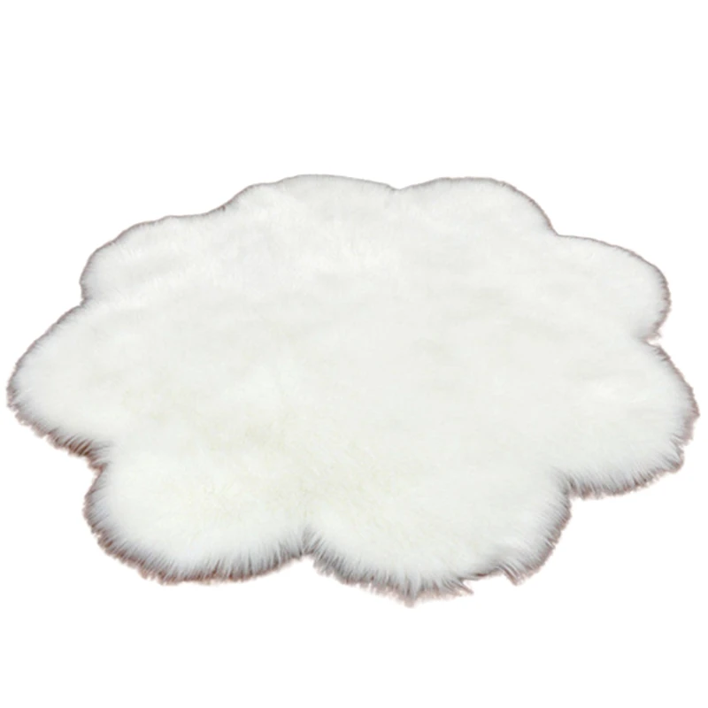 Однотонный ковер из искусственного меха в форме цветка, искусственный ковер из овечьей шерсти, ковер для гостиной, спальни