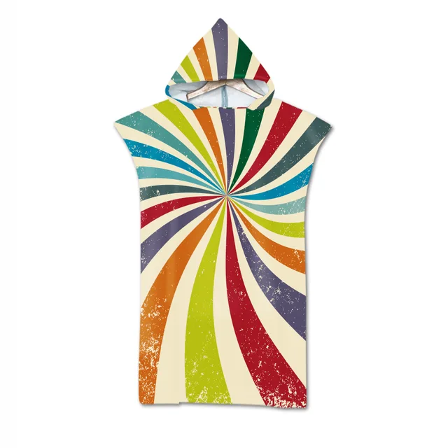 Adult Kids Microfiber Quick Drying Peace and Love Pattern Absorbent Hooded Beach Bath Towel Diving Suit Changing Robes Poncho 12