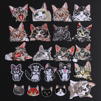 

1Pcs Cute Embroidered Cat Patches Baby's Clothing Patch Backpack Decor Small Cartoon Animal Applique Diy Pet Iron on Badges