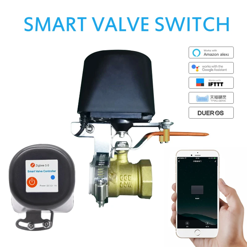 Tuya Zigbee Smart WiFi Water Valve Gas Valve Compatible with Alexa Google Home Shut Off Controller Smart Home Automation Control