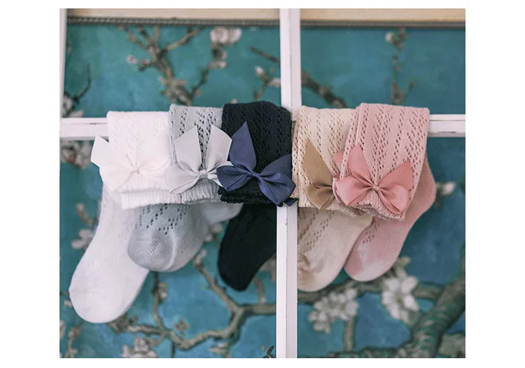 New Summer Baby Socks With Bow Toddlers Girls Long Knee High Sock Soft Cotton Hollow Out Kids Mesh Princess Socks For 0-5Years New Summer Baby Socks With Bow Toddlers Girls Long Knee High Sock Soft Cotton Hollow Out Kids Mesh Princess Socks For 0-5Years