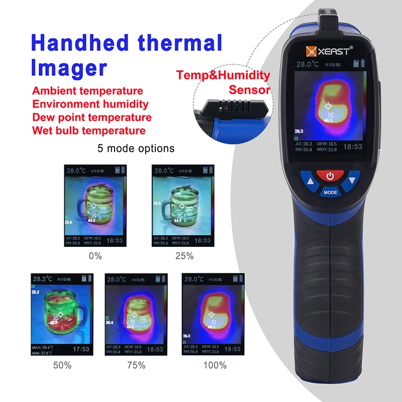 

XE-27 Handheld Thermal Imaging Camera Infrared Thermometer 2.4 inch LCD Screen with temperature and humidity measurement