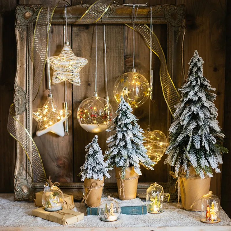 Mini Albero Di Natale 42 Pezzi, Piccolo Pino Con Base In Legno, Decorazione Da Tavolo Per Feste, Casa, Natale, Fai Da Te - 2