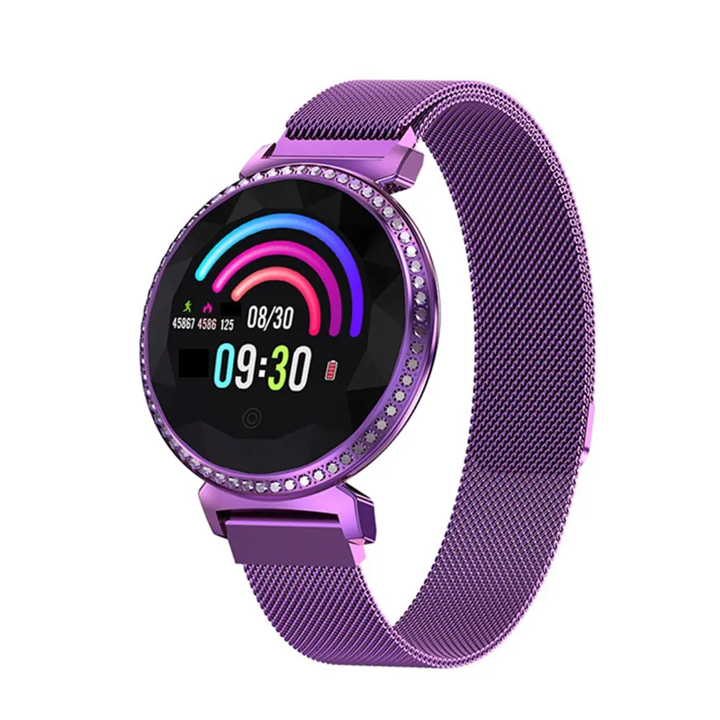 

MC11 Women Smart Bracelet Luxury Rhinestone Smart Band Heart Rate Blood Pressure Monitor Female Message Reminder Watch