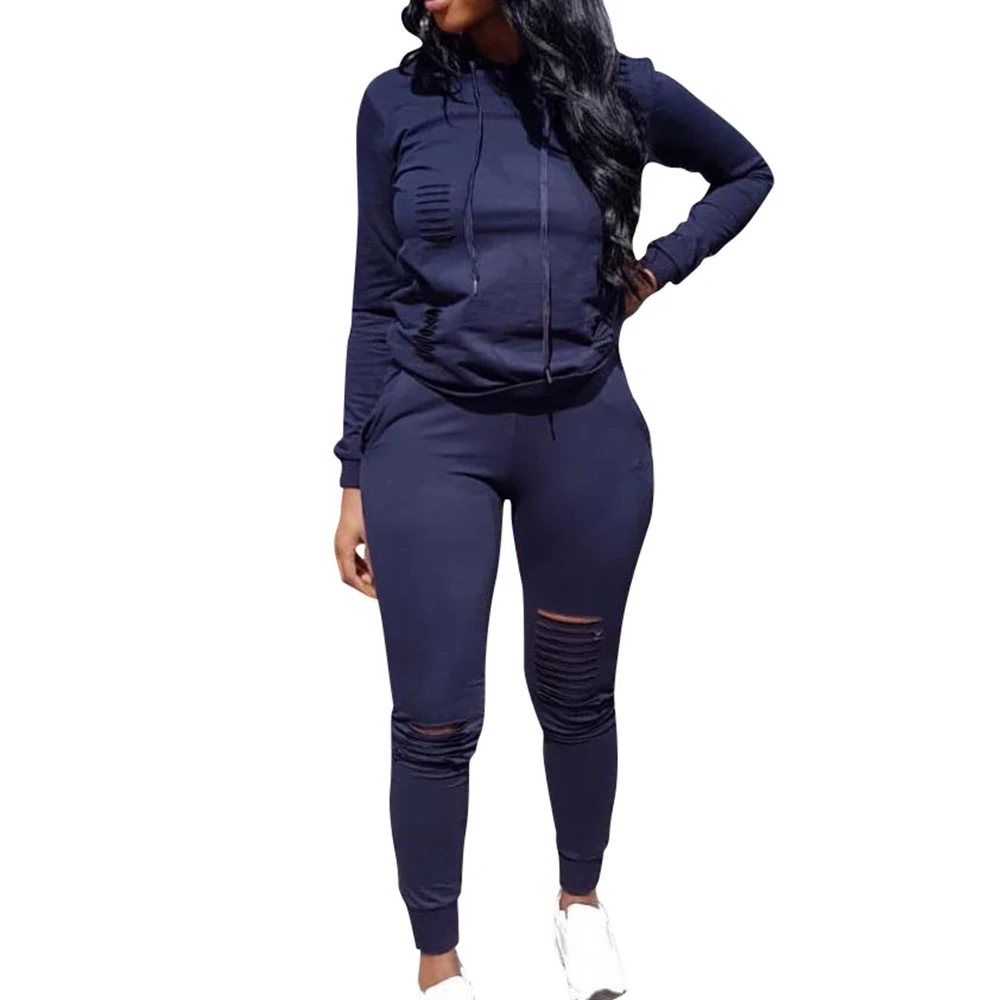 

Women's Tracksuit Two Pieces Set Autumn Tracksuit Long Sleeve Thicken Hooded Sweatshirts 2 Piece Set Casual Sport Suit