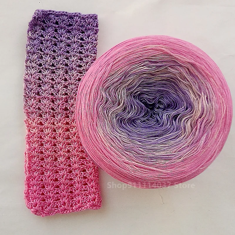 Cotton Yarn Knitting Yarn Crochet Yarn 300g Mercerized Cotton Gradient Color Cake Line Rainbow Segment Dyed For Shawl Skirt Lace DIY Handmade