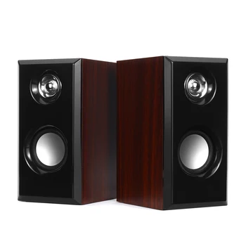 

USB Wired Speakers Computer Wood Subwoofer Speakers with 3.5mm Bass Stereo for PC Desktop Laptop Notebook Music Player