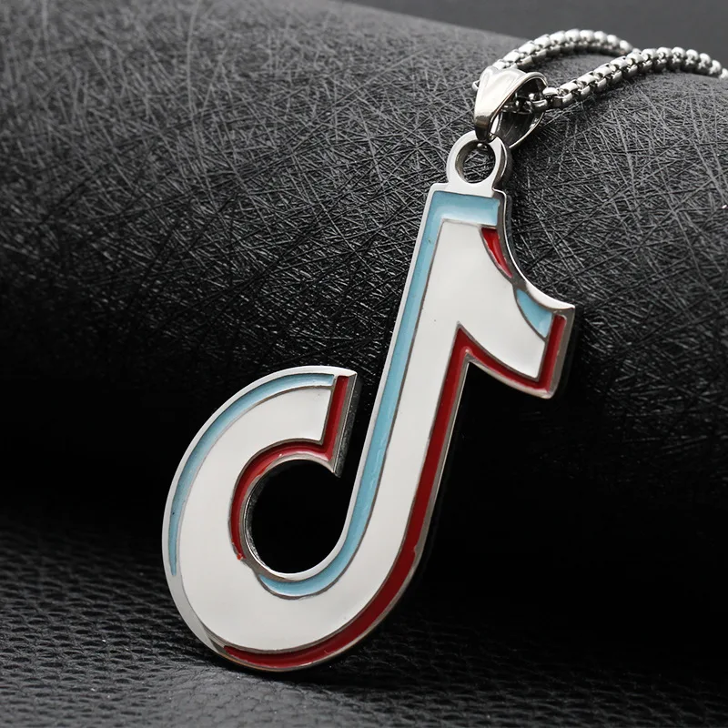 Rap Inspired Tick Note Necklace Pendant Tock Hip Hop Trendy Music Jewelry Stainless Steel Rock Chain Live broadcast Fans Gift | Украшения и