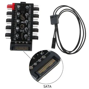 

1 to 10 PC Cooling Fan Hub Splitter Cable PWM SATA/4Pin Power Supply Speed Controller Adapter with High quality capacitor C26