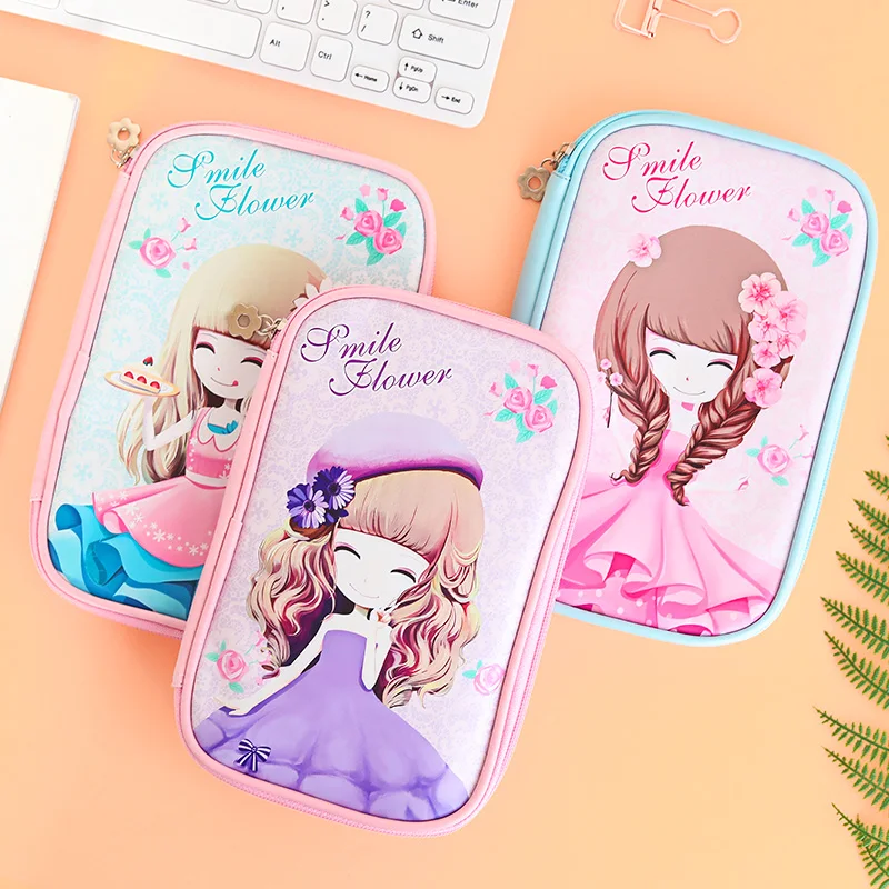 Большой большой розовый кожаный чехол Kawaii для карандашей девочек и мальчиков