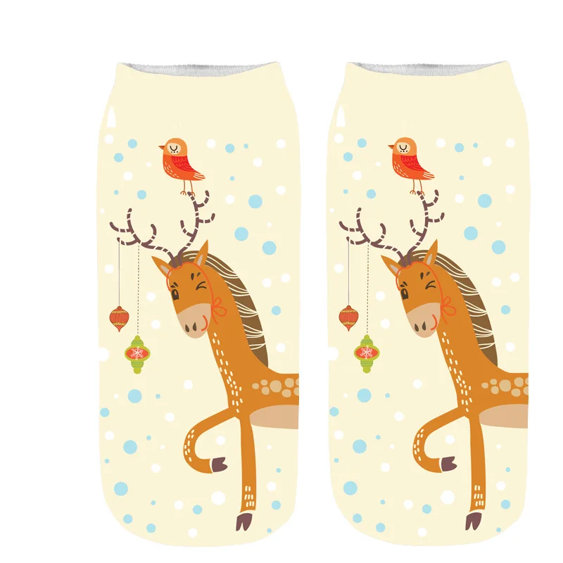 Women Boat Socks 3D Printing Christmas Socks Girl Fashion Unisex Animal Cartoon Funny Low Ankle Socks Christmas Gifts
