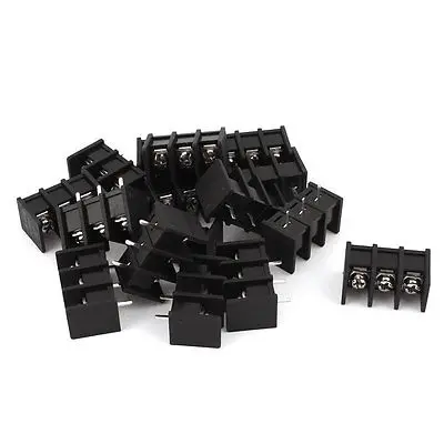 

300V 25A 3P 3 Position 8mm Pitch Screw Terminal Barrier Blocks Black 16pcs