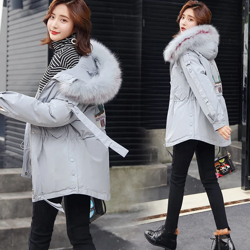 

Abstract Pattern Button Strip Fur Collar Slim Fit Short Long Sleeve 2018 Winter Cotton Dress Hooded