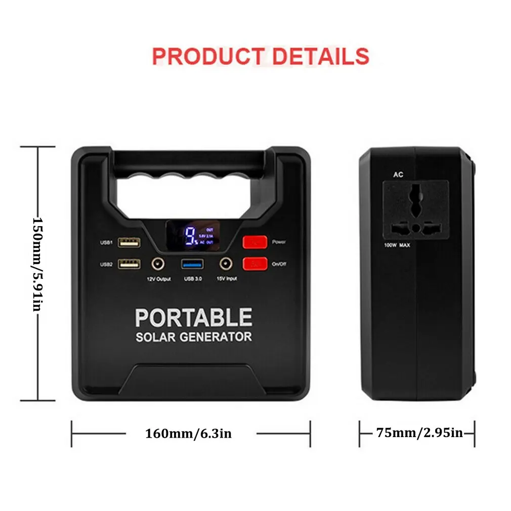100 Вт портативный аккумулятор для генератора резервный чехол 133WH AC DC USB выход электростанция ЖК-дисплей хранение энергии