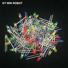  100pcs 3mm LED Diode 3 mm Assorted Kit White Green Red Blue Yellow Orange Pink Purple Warm white DIY Light Emitting Diodes 