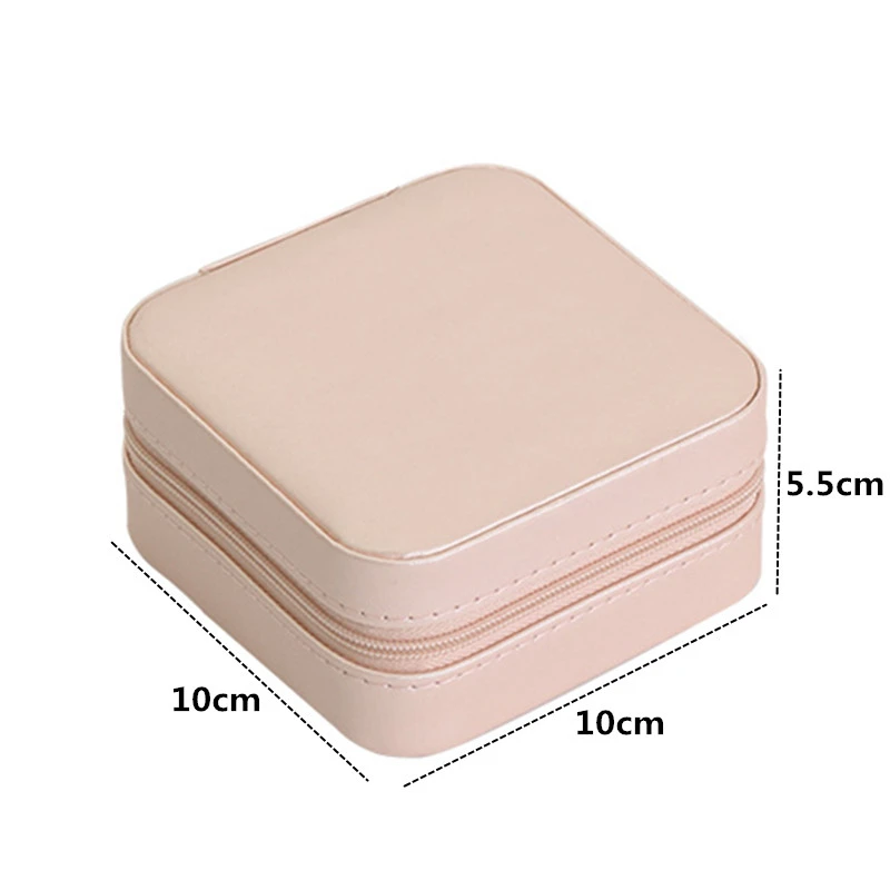 PURDORED 1 Pc Mini Jewelry Box Portable Zipper Jewelry Storage Organizer Women Ring Necklace Display Case Travel Accessories