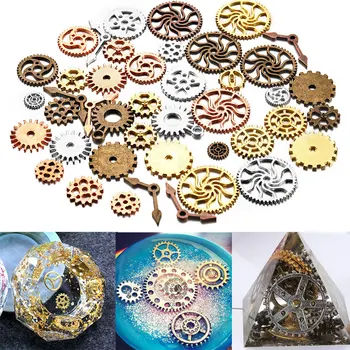 Zestaw 50 sztuk mieszanych złotych z brązu i srebra mechaniczne zębatki w stylu Steampunk ręcznie robione wisiorki biżuteria tybetańska tanie i dobre opinie Not As Long Stuffing Metal S01762 linki do biżuterii