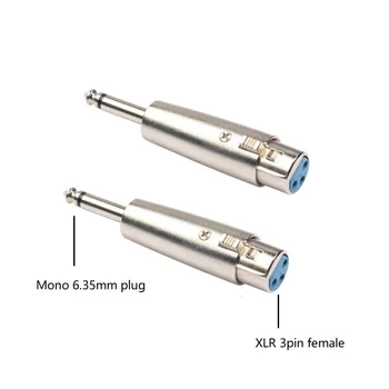 

10PCS/LOT Good Quality Mono 6.35mm Male to 3Pin XLR Female Microphone Adapter