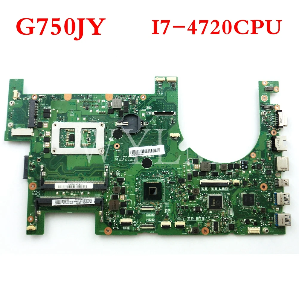 discounted  G750JY With i7-4720HQ CPU 2D mainboard for ASUS G750J G750JZ G750JY G750JYA laptop motherboard MAIN