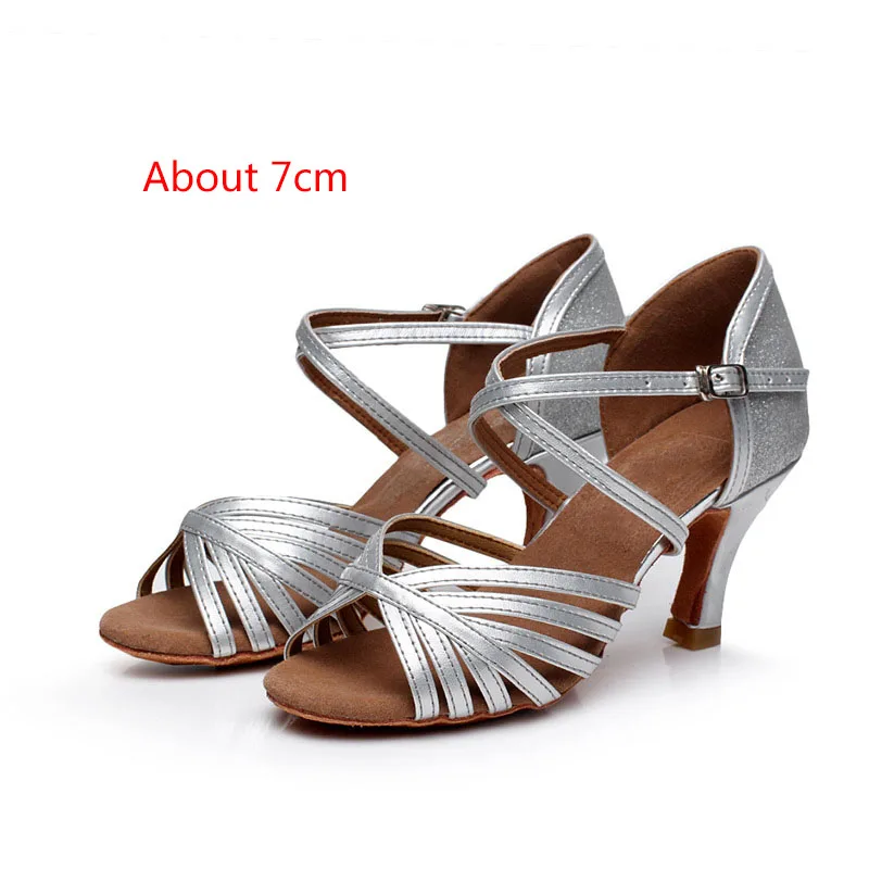 QFL-Silver 7cm Женская обувь для латинских танцев; zapatos BAILE latino mujer; Танцевальная обувь для танго, сальсы; женская Обувь для бальных танцев на высоком каблуке - Цвет: QFL-Silver 7cm