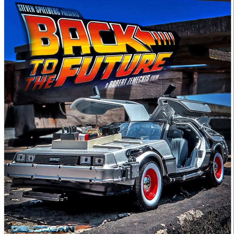 

Welly 1:24 Diecast Alloy Model Car DMC-12 delorean back to the future Time Machine Metal Car For Kids Toys Collection Gifts