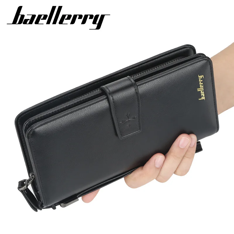Baellerry Роскошные Брендовые мужские кошельки длинный мужской кошелек мужской клатч кожаный на молнии мужской деловой бумажник мужской кошелек монета