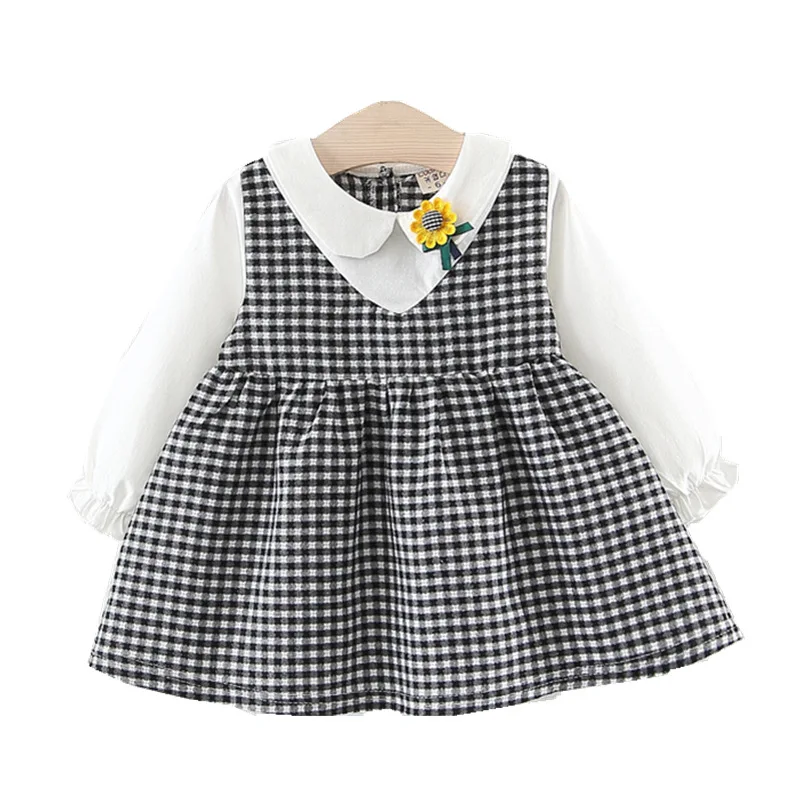 Новинка; осенне-осеннее платье для маленьких девочек; vestido infantil; красивое цельнокроеное платье принцессы в клетку; милая детская одежда