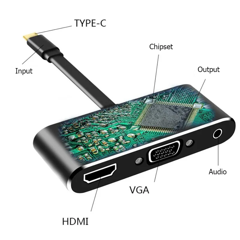 4 в 1 usb type C в многопортовый 4K HDMI концентратор USB 3,1 преобразовать зарядный адаптер для Apple Macbook