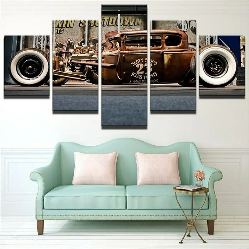 Pictures Car Sports Luxury Classic Vintage F1 Racing 5 Piece Panel Canvas Wall Art Print HD poster Home Decor Paintings | Дом и сад