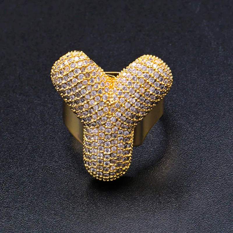 Хип-хоп AAA кубическая циркониевая подвеска Bling Iced Out Bubble кольцо с гравировкой Bling CZ кольца для мужчин Club Rapper ювелирные изделия золото серебро
