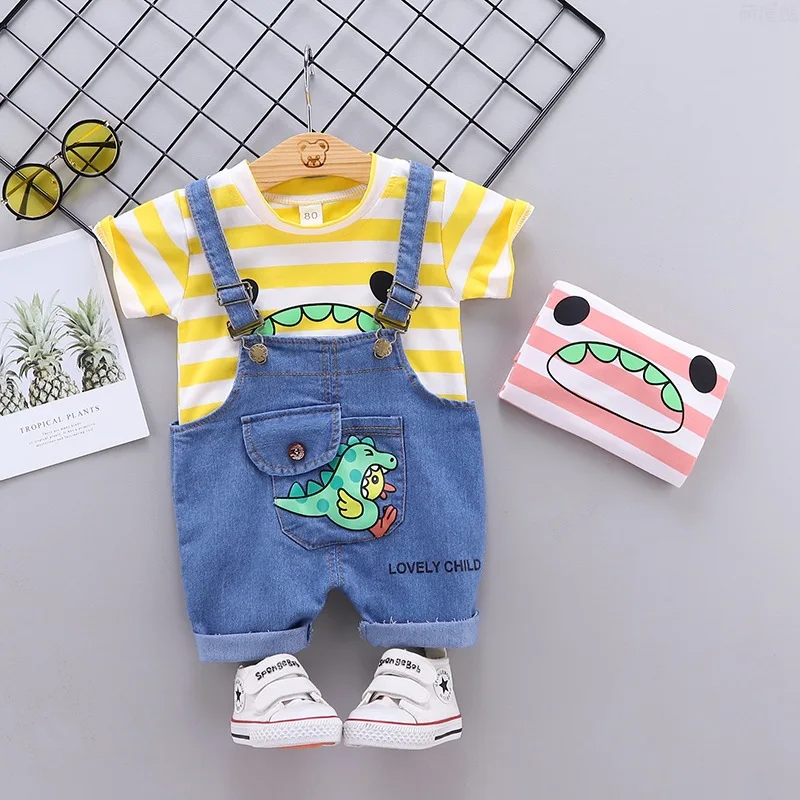 

Summer new born baby clothes sets for boys babies outfit striped T-shirts denim shorts suits 1 2 year girls babies clothing sets
