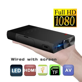 

DLP S1 Portable Mini Projector 2000Lumens Sync Wired Display For 1080P Home Theater With HDMI USB TF