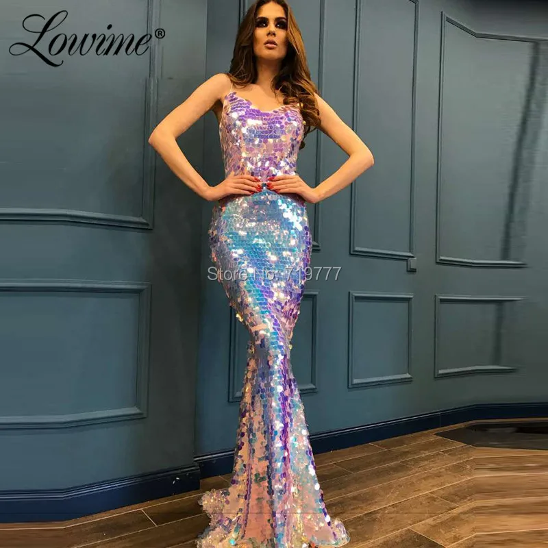 

Sparkly Sequin Long Party Dress With Spaghetti Straps Dubai Arabic Mermaid Evening Gown 2019 Vestido De Festa Longo Prom Dresses