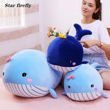 

Large plush toy cute whale Stuffed whale figurine pillow underwater world marine animal doll birthday gift