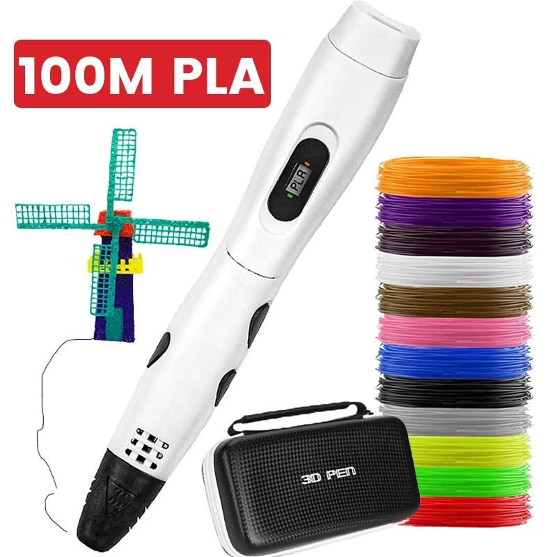 

3D Printing Pen DIY 3D Pen USB Output 1.75mm PLA Filament 3D Pencil Drawing Pens With Carrying Case for Kids Special Gift