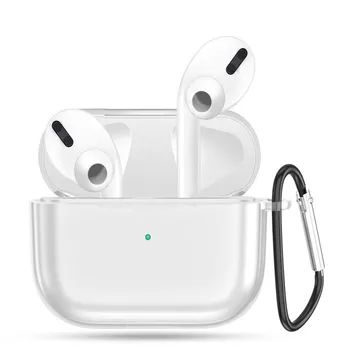 

Wireless Bluetooth Headphone Case For Apple Airpods Pro 2019 TPU Crystal Protective Skin Cover Charging Box Bag with Hook #90