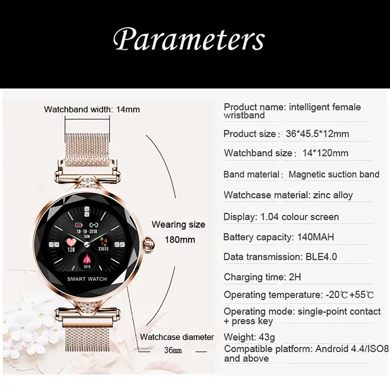 New H1 Female Color Screen Smart Bracelet Heart Rate Blood Pressure Monitoring Physiological Reminder Multi-mode Sports Bracelet