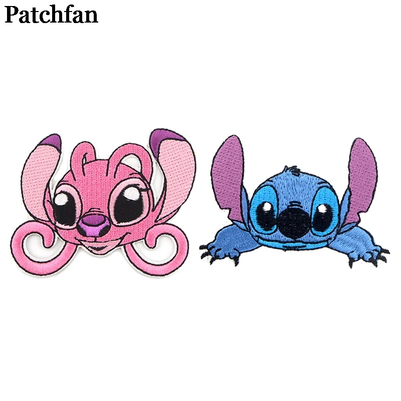 

Patchfan Lilo Stitch cartoon Iron on patches clothing embroideried Patchwork accessories custom badges wholesale A2313