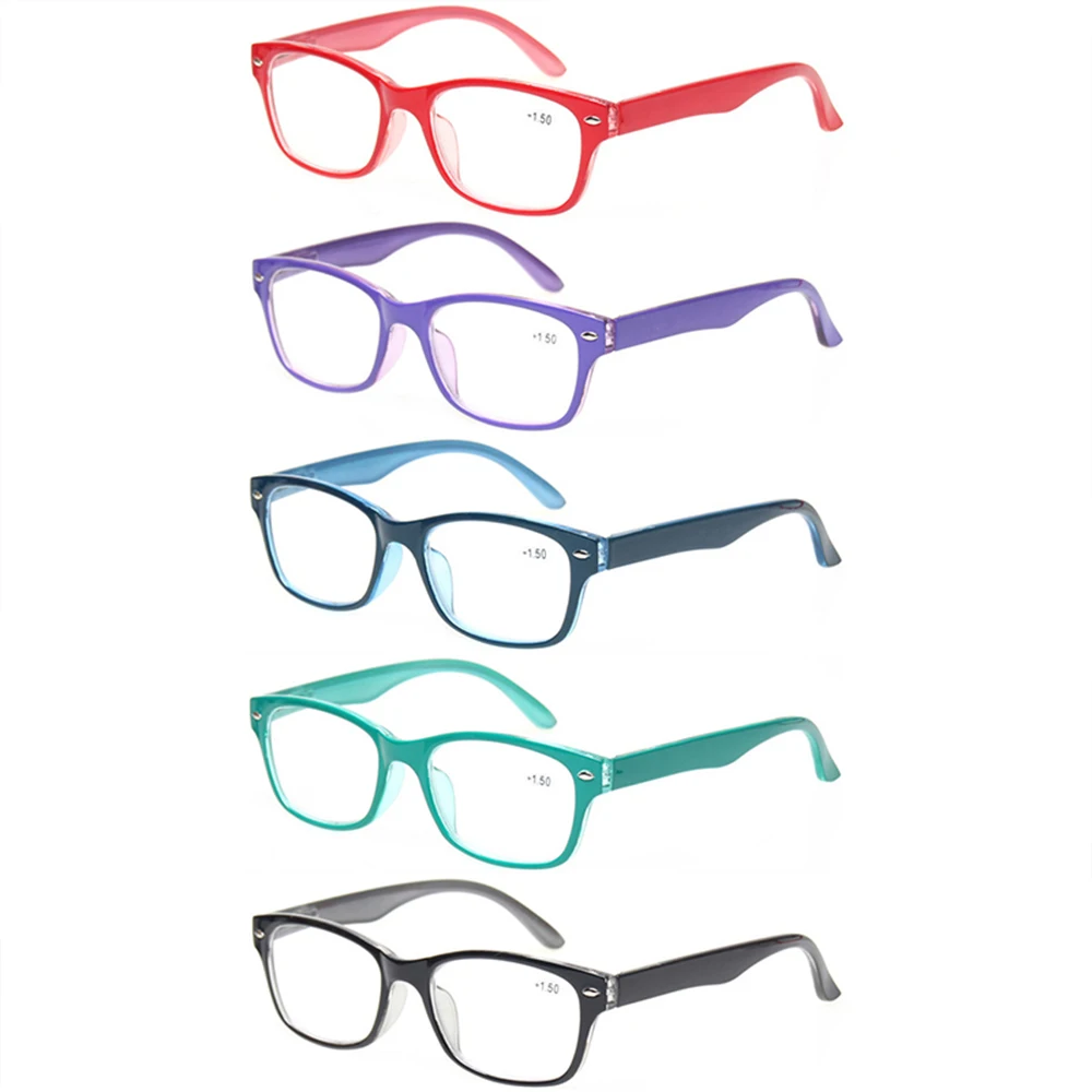 

5 Pack Reading Glasses Spring Hinge Oval Frames Colorful Readers Quality Eyeglasses 0.5to 6.0 Fashion Glasses for Men and Women