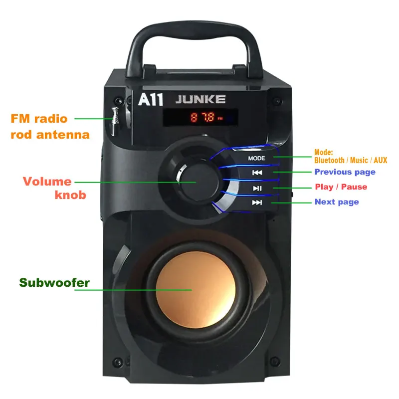 JUNKE 2 1 динамик s стерео и сабвуфер Bluetooth Портативный беспроводной громкий Mp3
